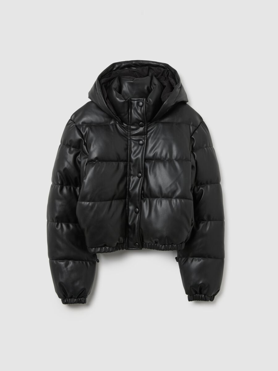 Giacca imbottita nera oversize con zip_4