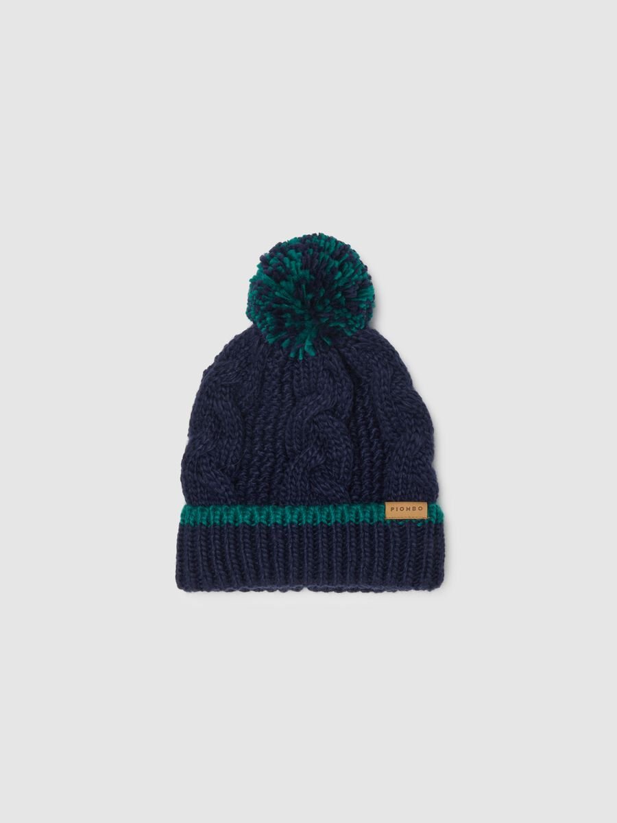 Berretto beanie multicolor da bambino con pompon_1
