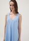 Light blue linen-viscose blend midi dress with V-neck, regular fit_2