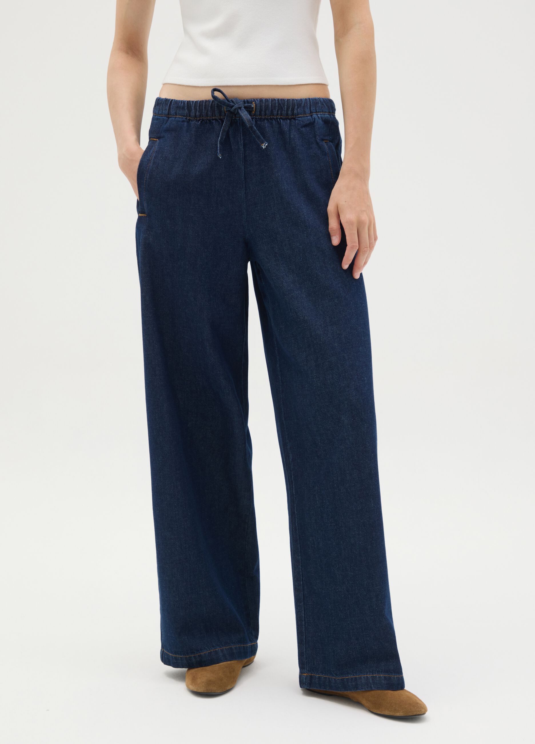 Women's Regular Fit Pure Cotton Denim Trousers