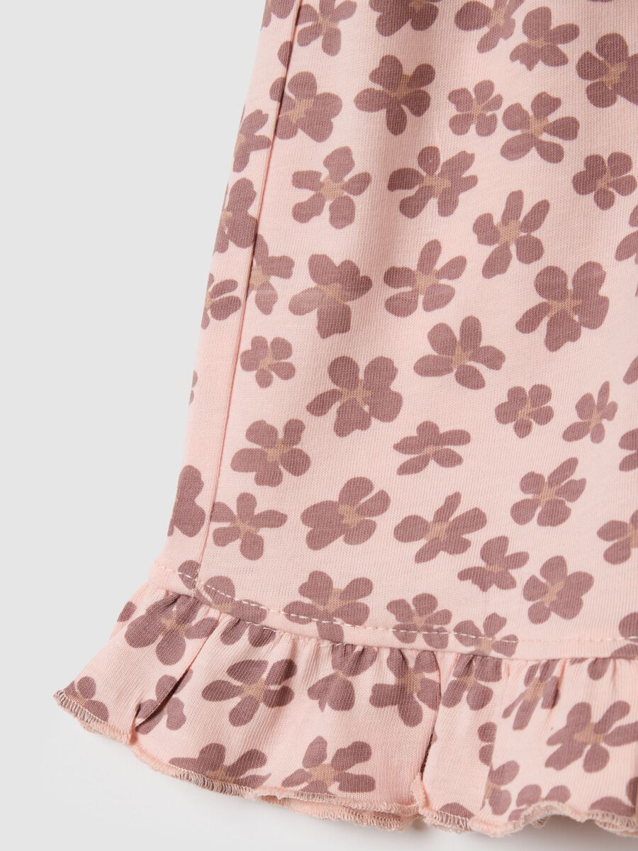 Girl's pure cotton pink regular fit shorts with ruffles_3