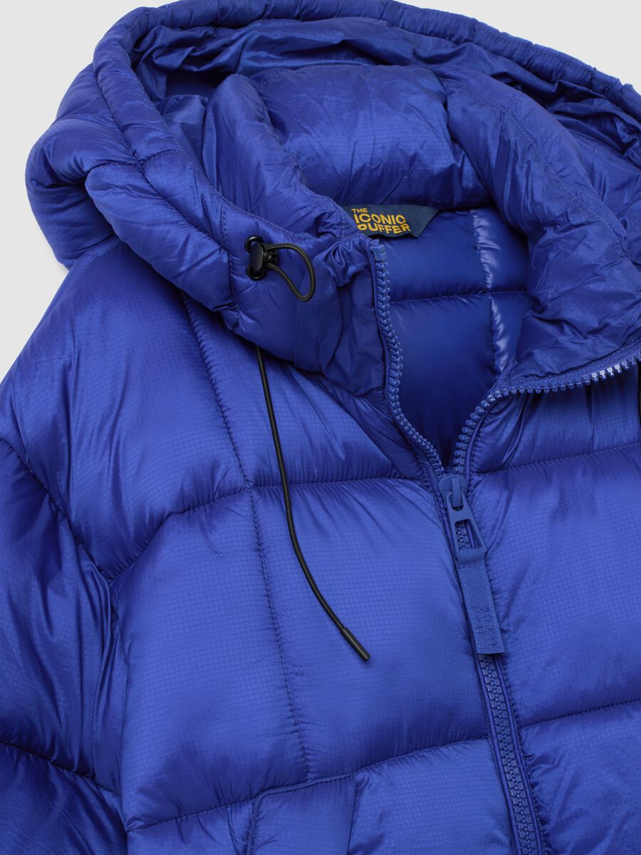 Electric Blue Iconic Puffer Jacket with Removable Hood_5