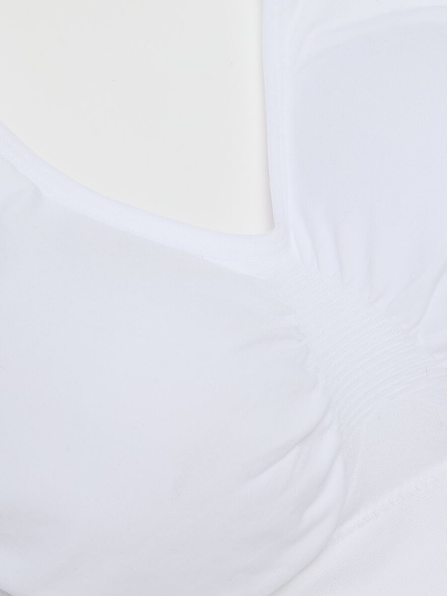 White Stretch Fabric Sports Bra_5