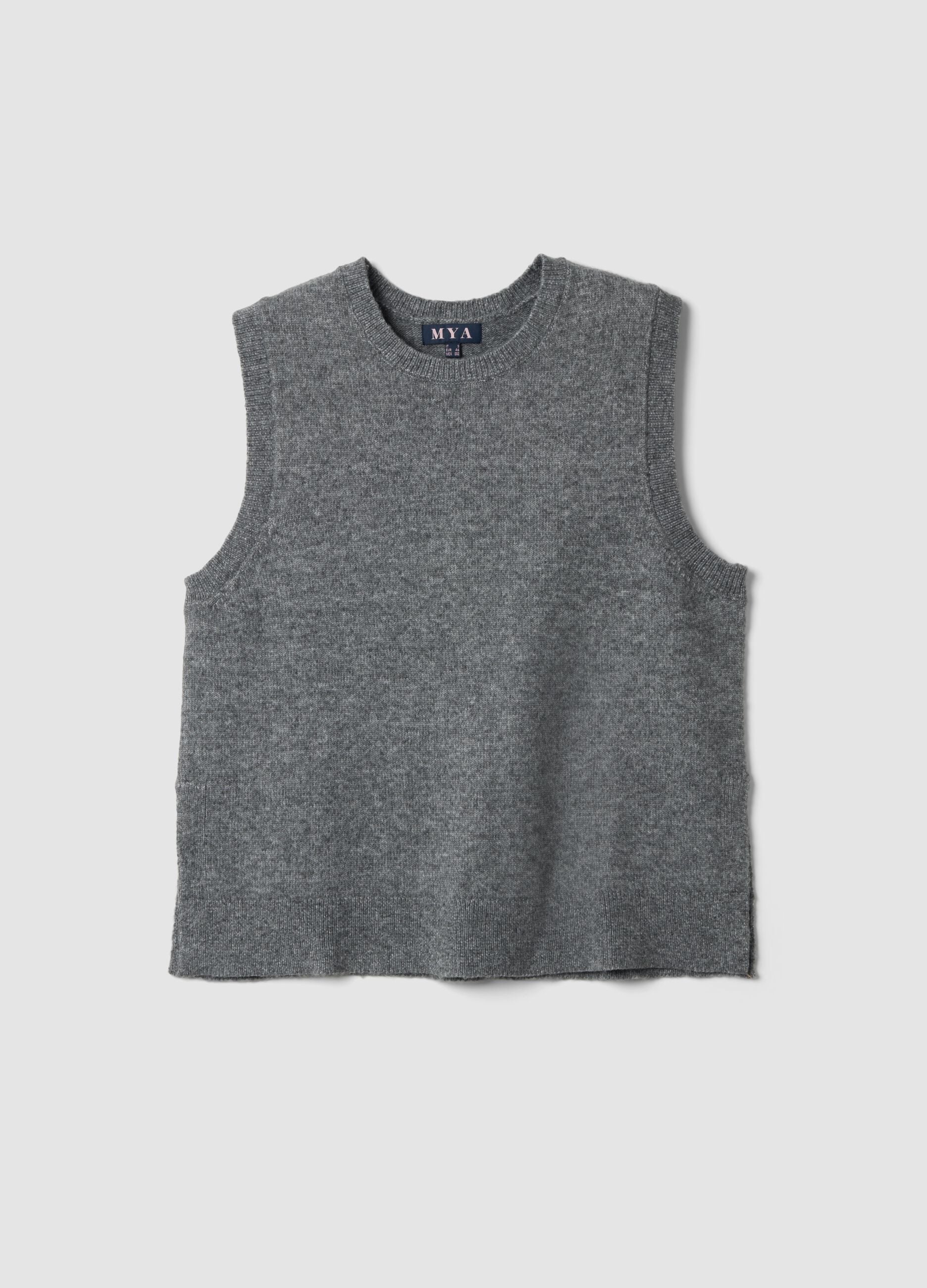 Grey marl wool-blend crew-neck vest