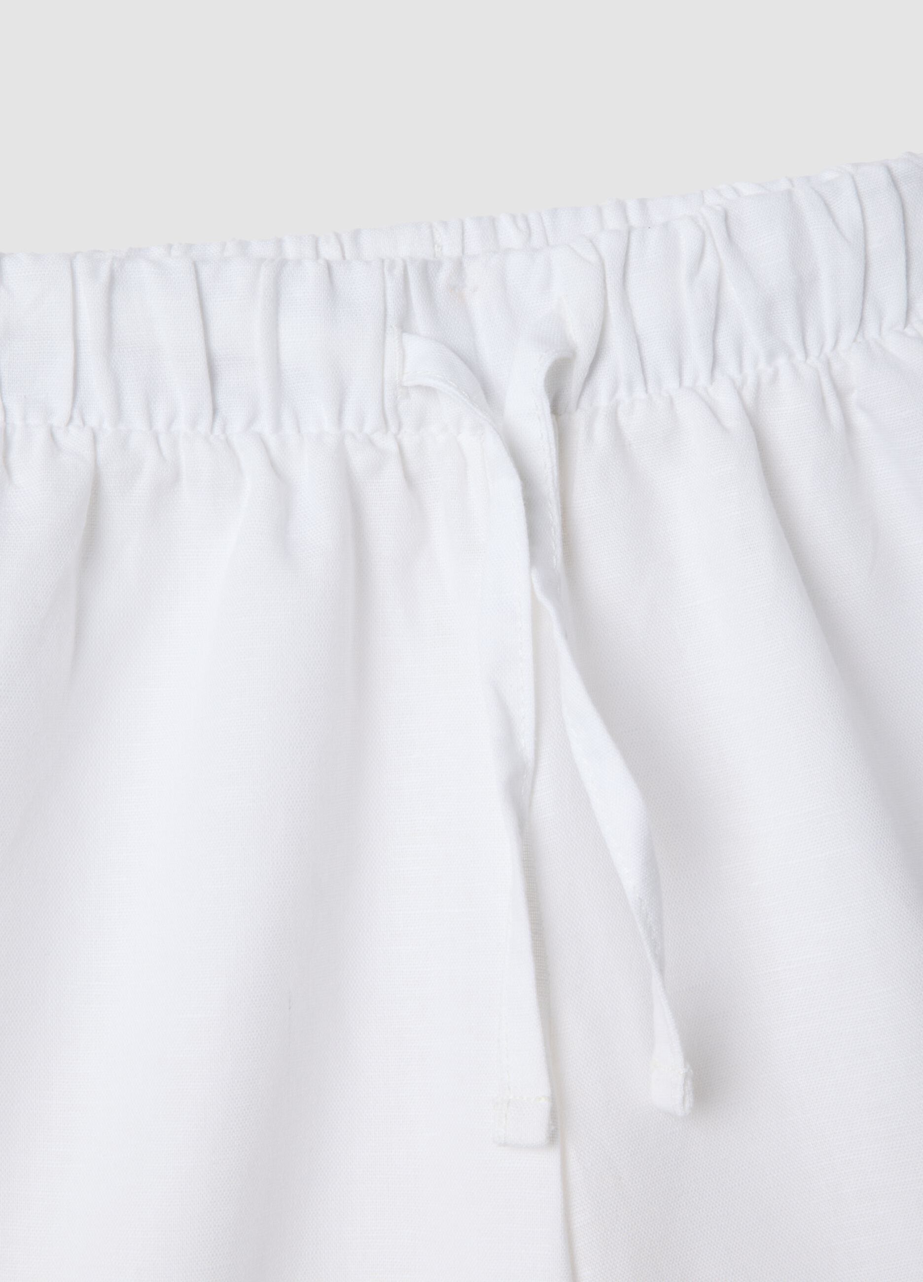 Girls&rsquo; white linen and cotton blend wide-leg trousers