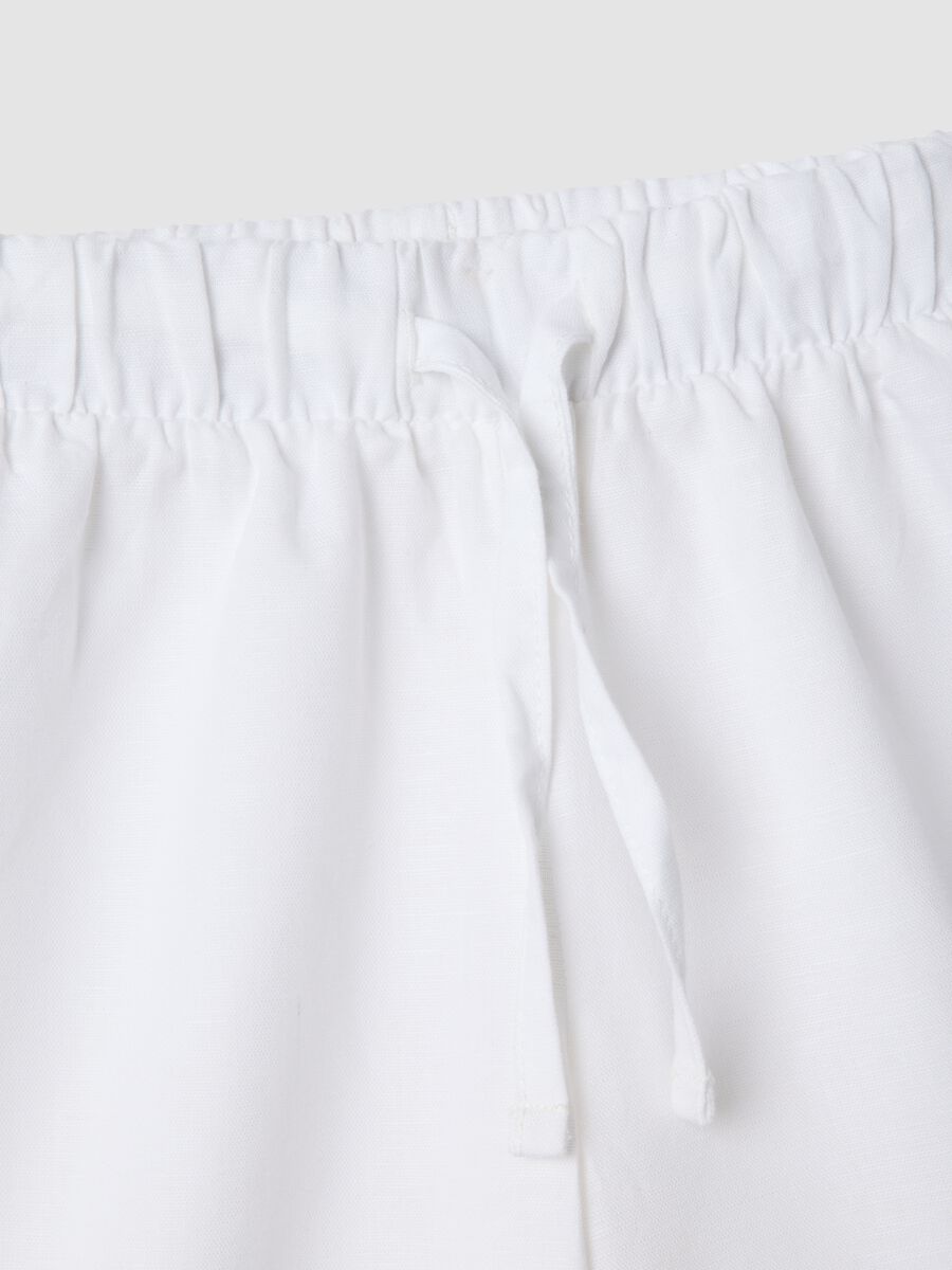 Girls&rsquo; white linen and cotton blend wide-leg trousers_2