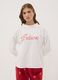 White fleece crew-neck regular-fit printed pyjamas_1
