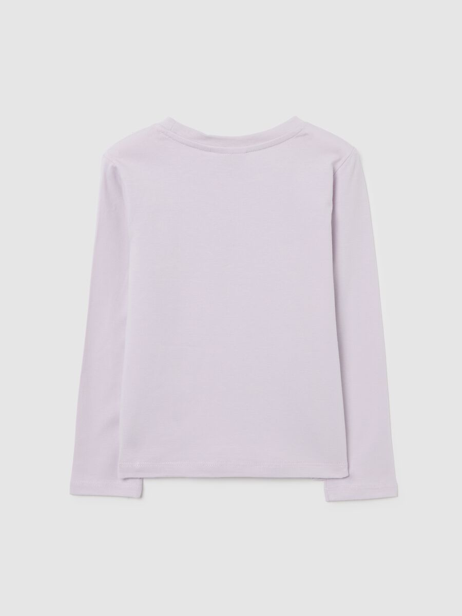 T-shirt rosa a maniche lunghe in cotone elasticizzato_1