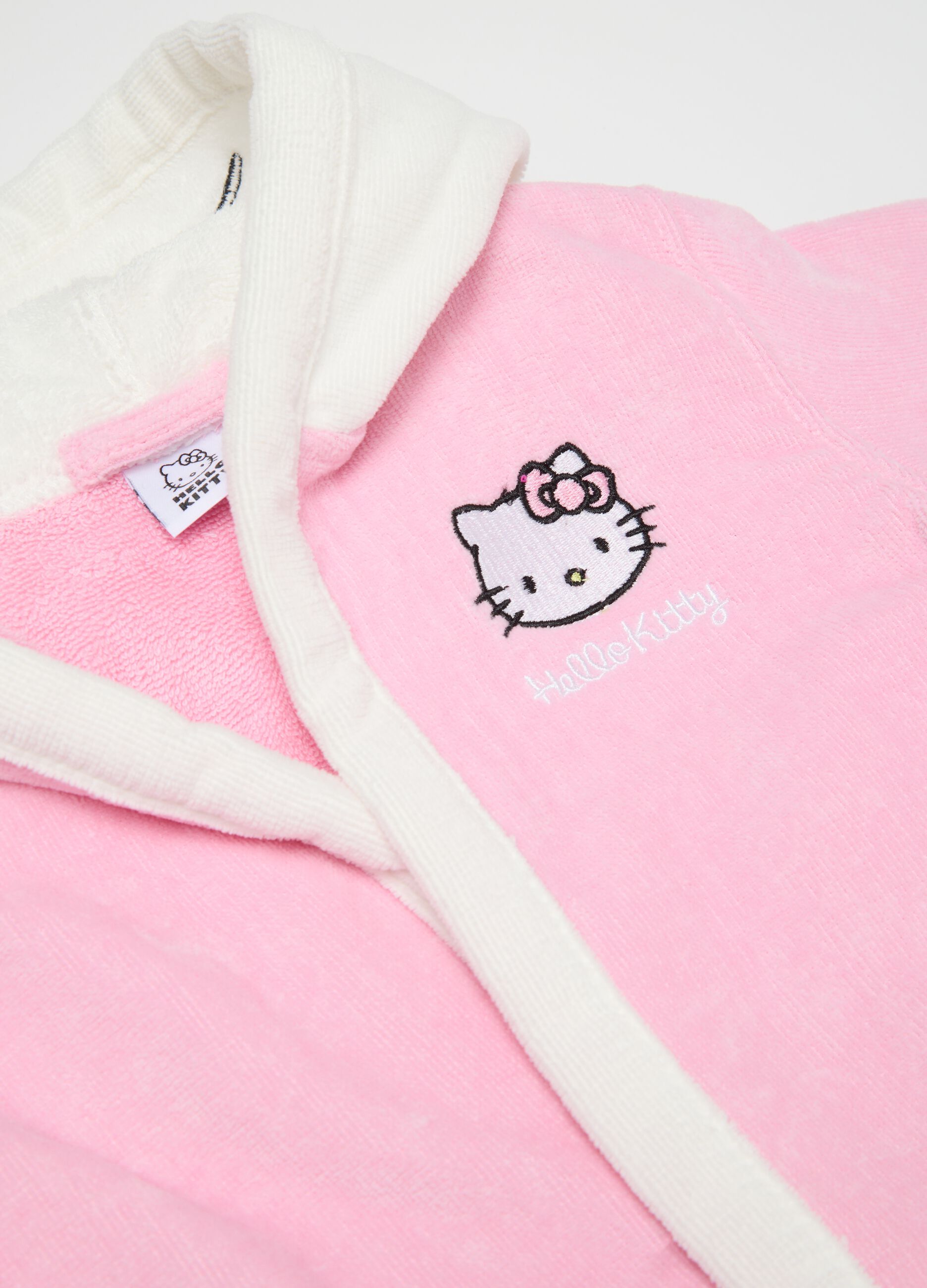 Girls’ multicoloured robe in 100% cotton with hood and pockets