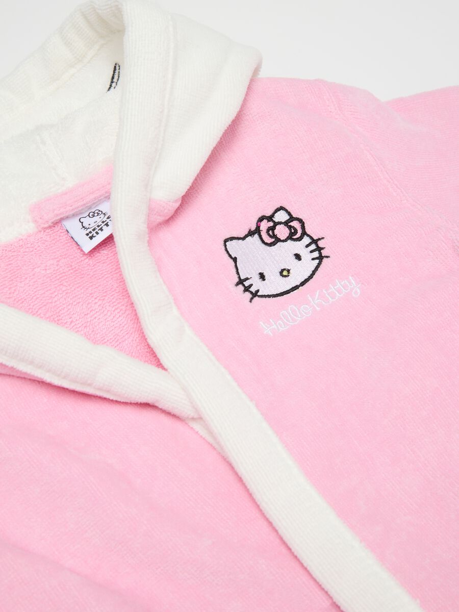 Girls’ multicoloured robe in 100% cotton with hood and pockets_2