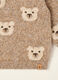 Beige wool-blend crew-neck jumper with teddy bear motif_1