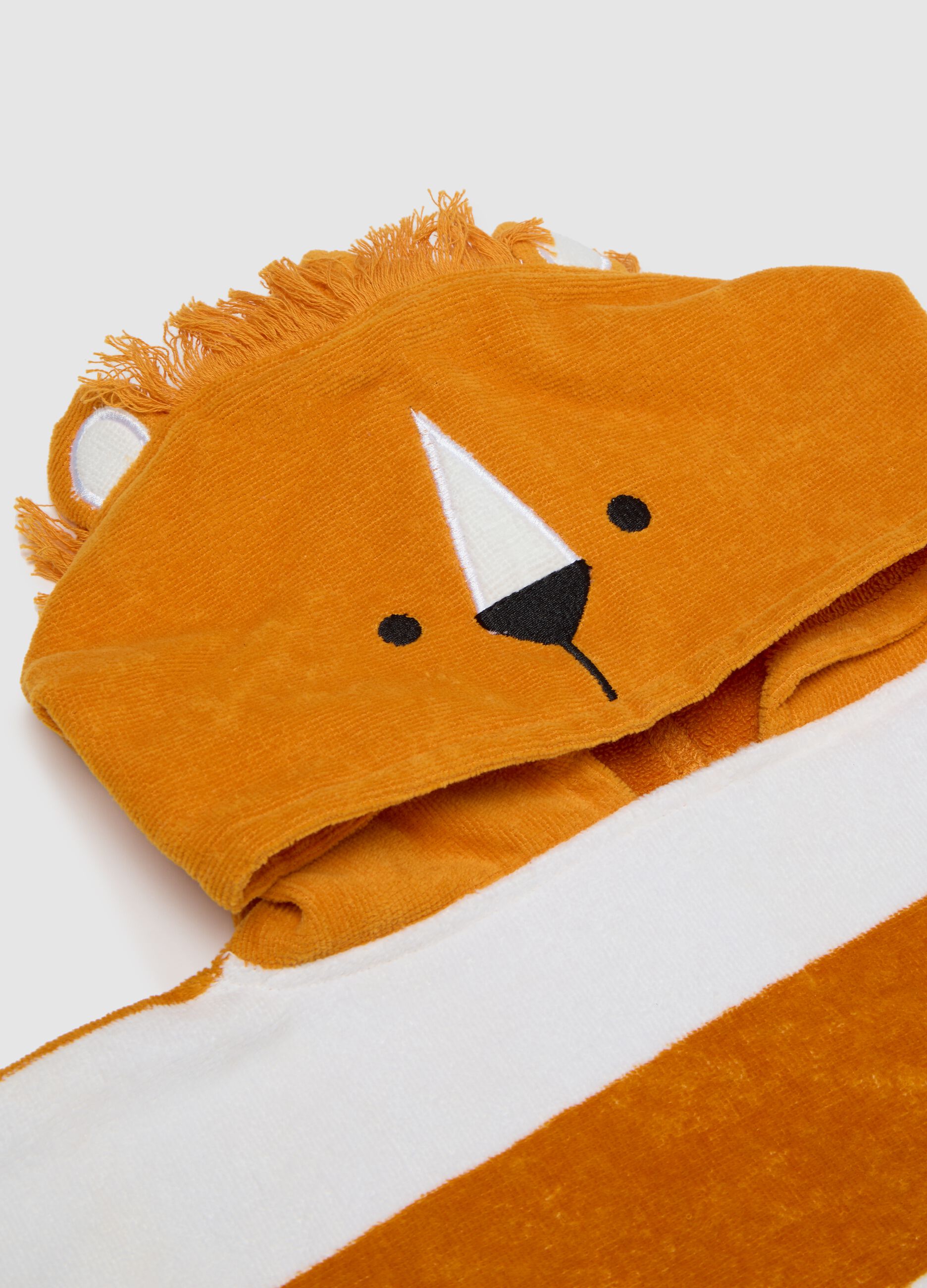 Orange and white striped cotton baby poncho