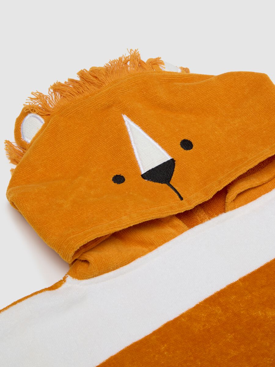 Orange and white striped cotton baby poncho_3