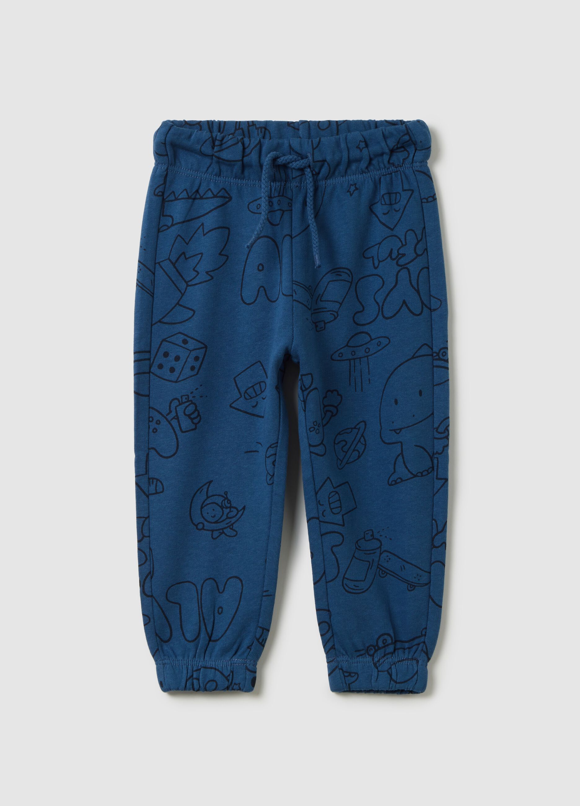 Kids' pure cotton blue jogger trousers