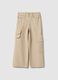 Girls' beige pure cotton cargo trousers regular fit_0