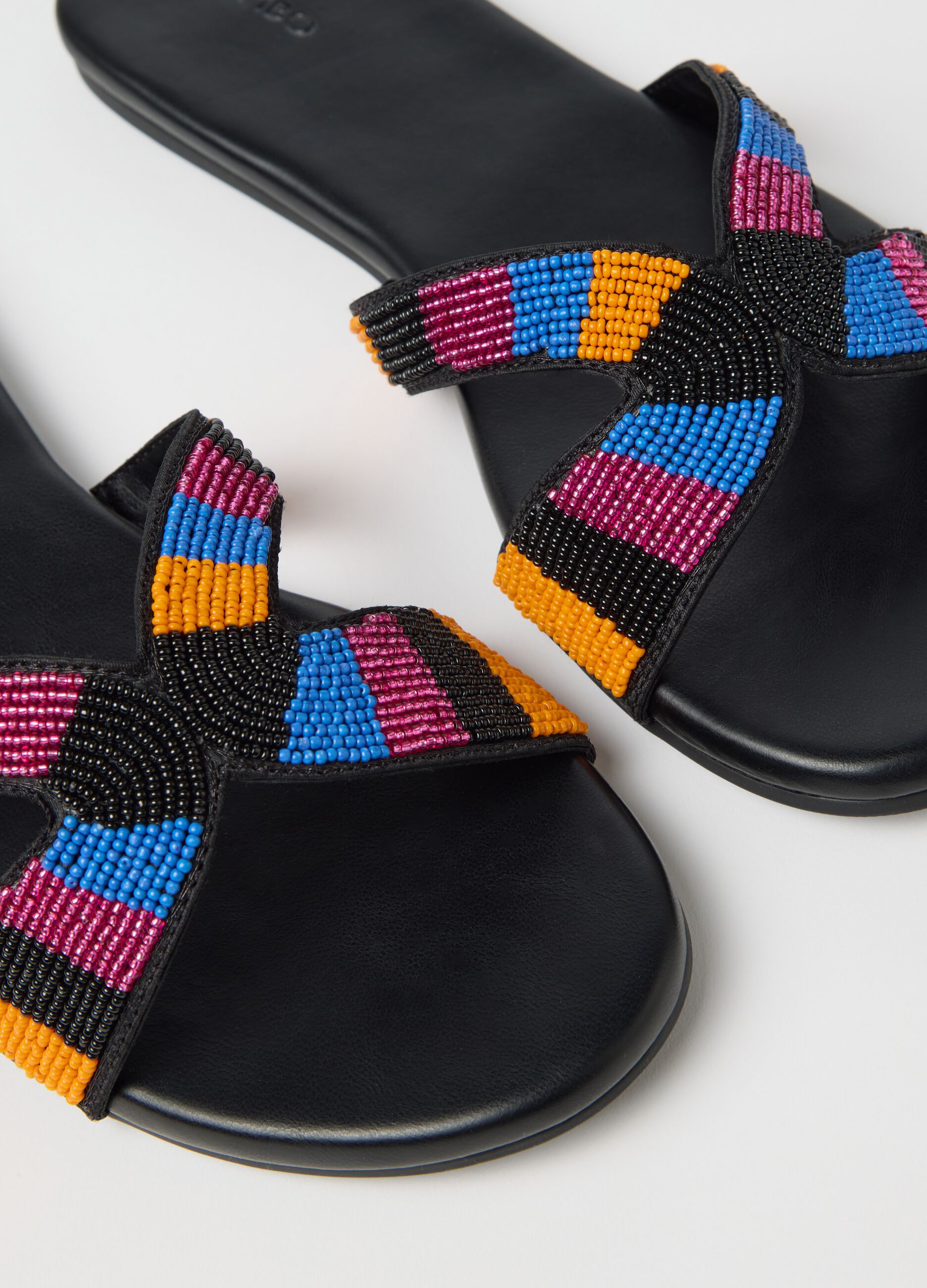 Piombo Multicolour Plastic Sandals with Beads