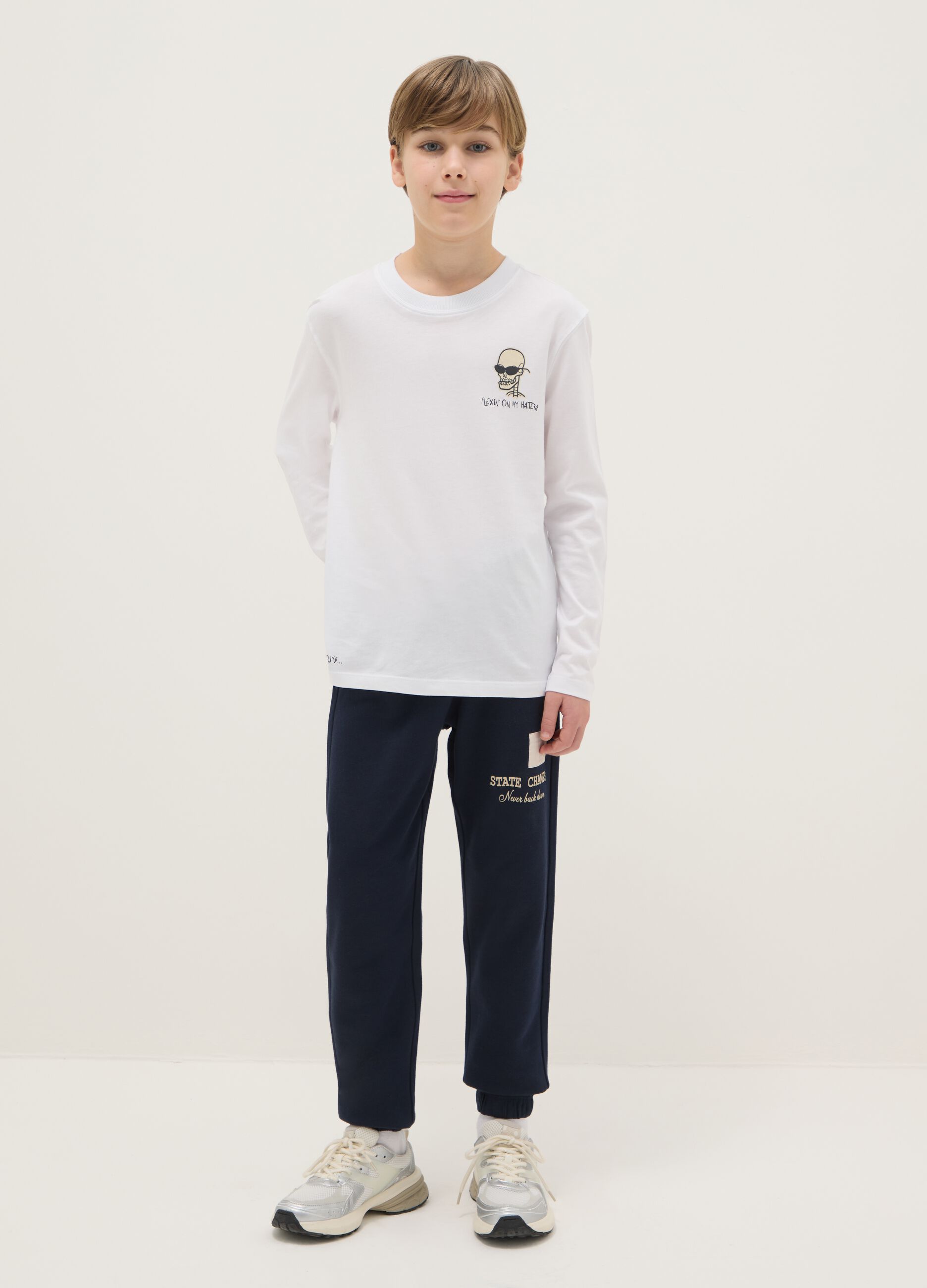 Boy's Blue Cotton Jogger Trousers Regular Fit