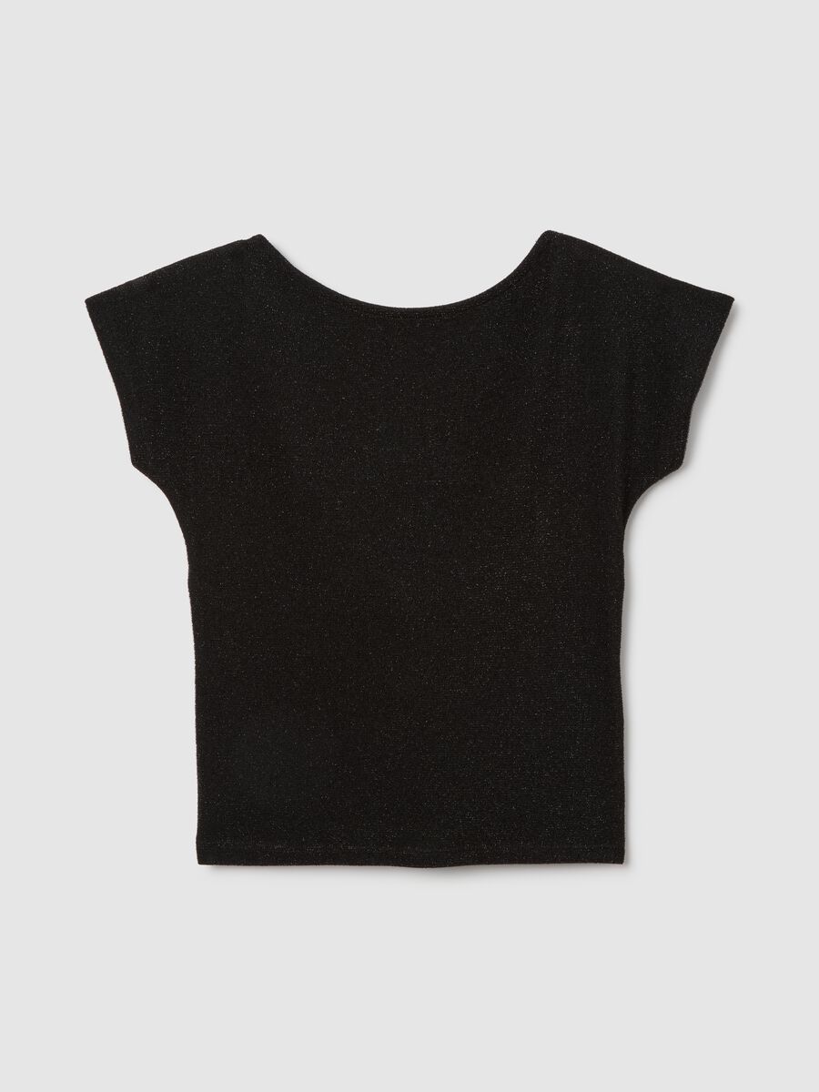 Women's fitted black viscose blend top_0