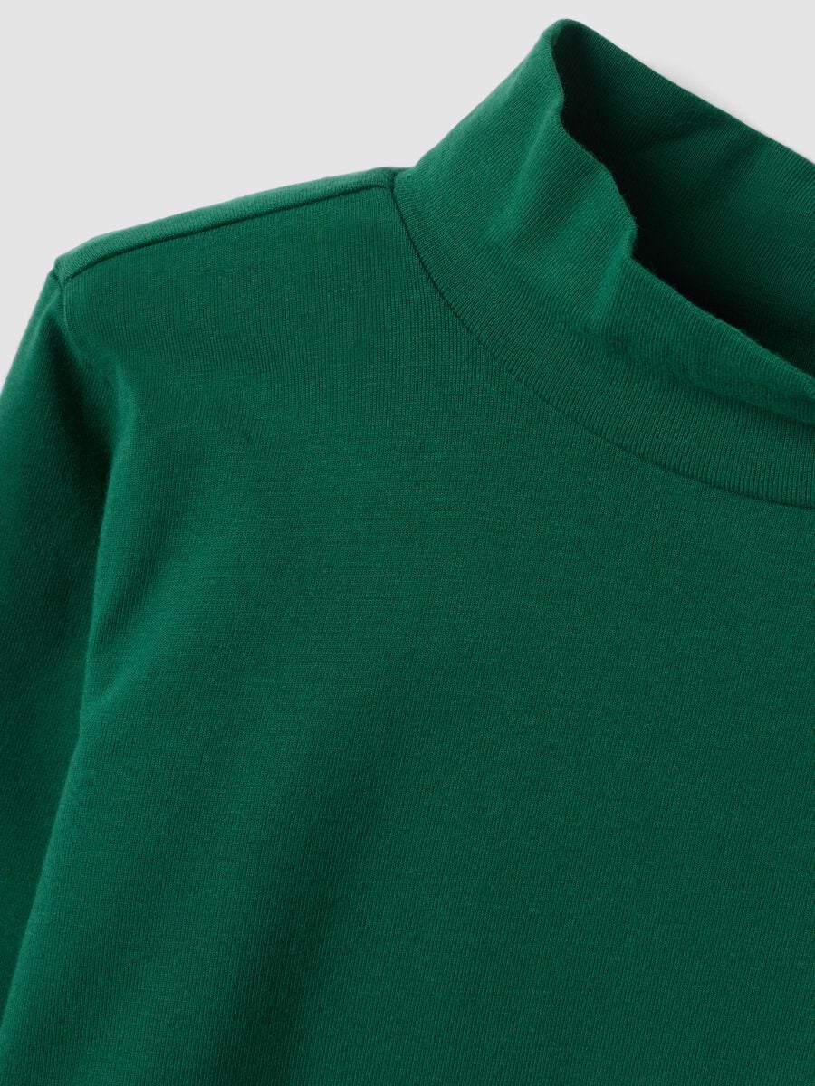 T-shirt verde in cotone organico elasticizzato girocollo_2