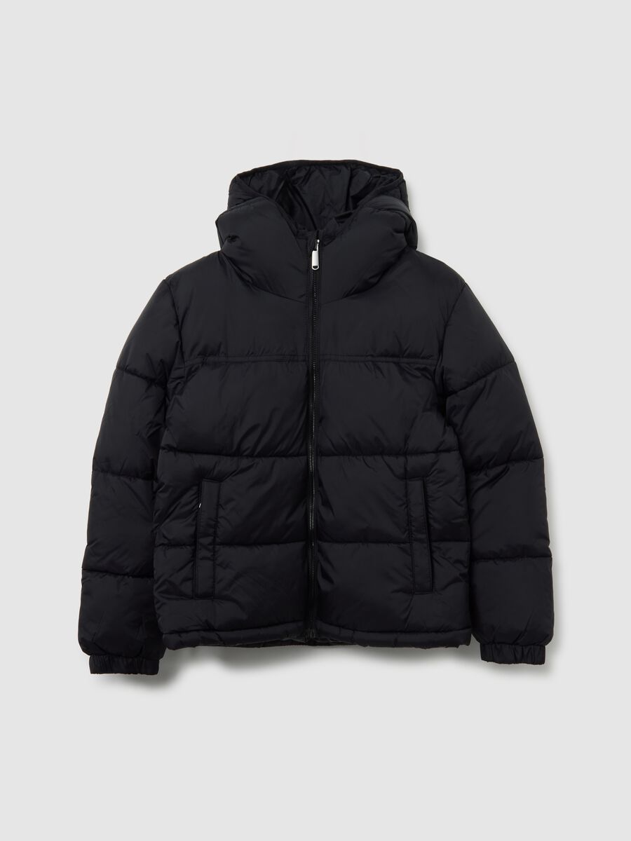 Piumino The Iconic Puffer nero da ragazzo con cappuccio_4