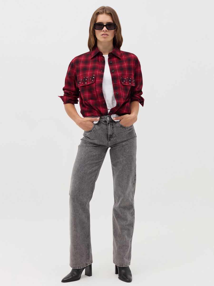 Check shirt with pockets and beads_1
