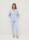 Regular fit multicolour striped pyjamas in pure cotton with V-neck_0