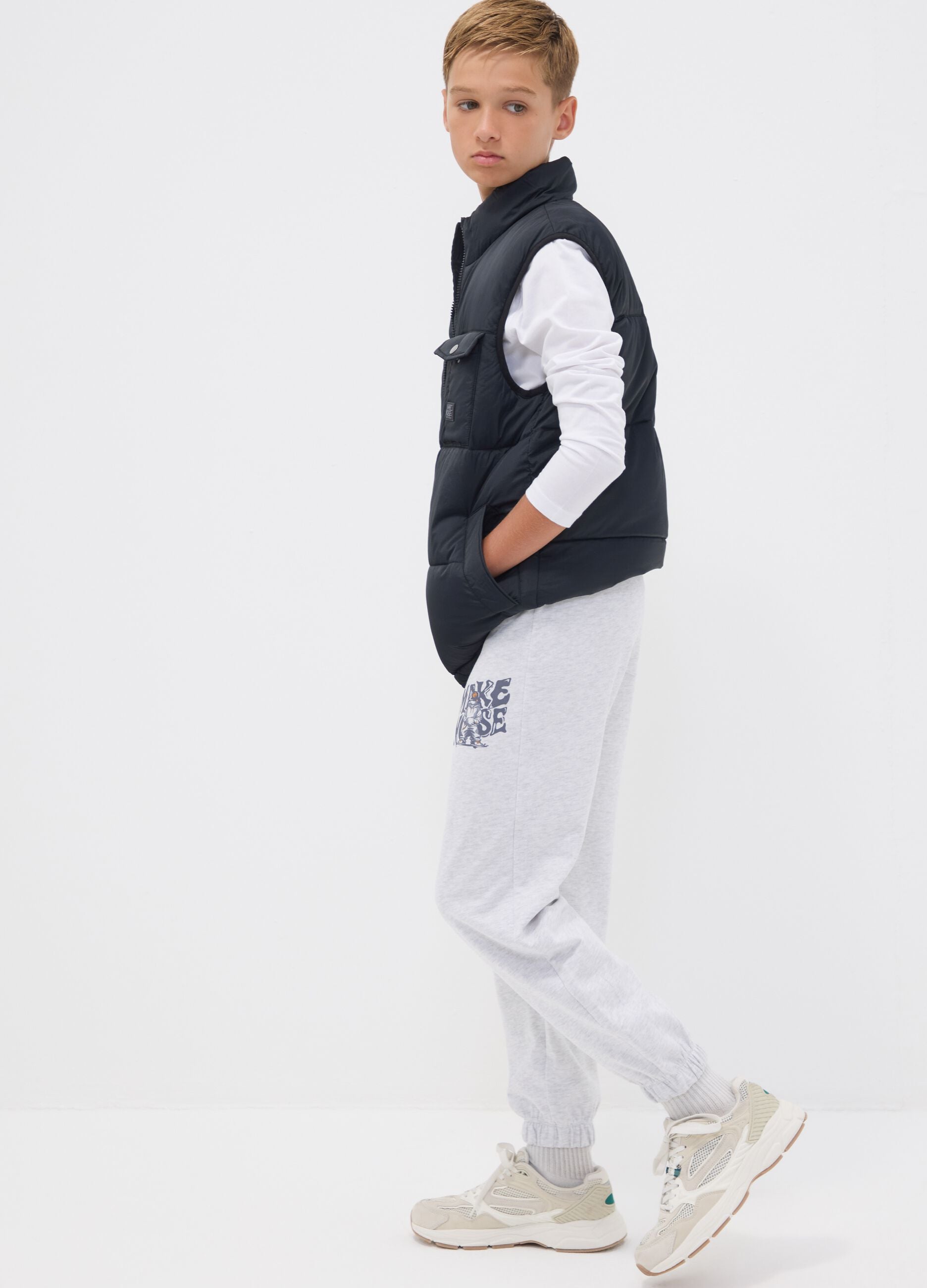 Pantaloni jogger grigi in puro cotone