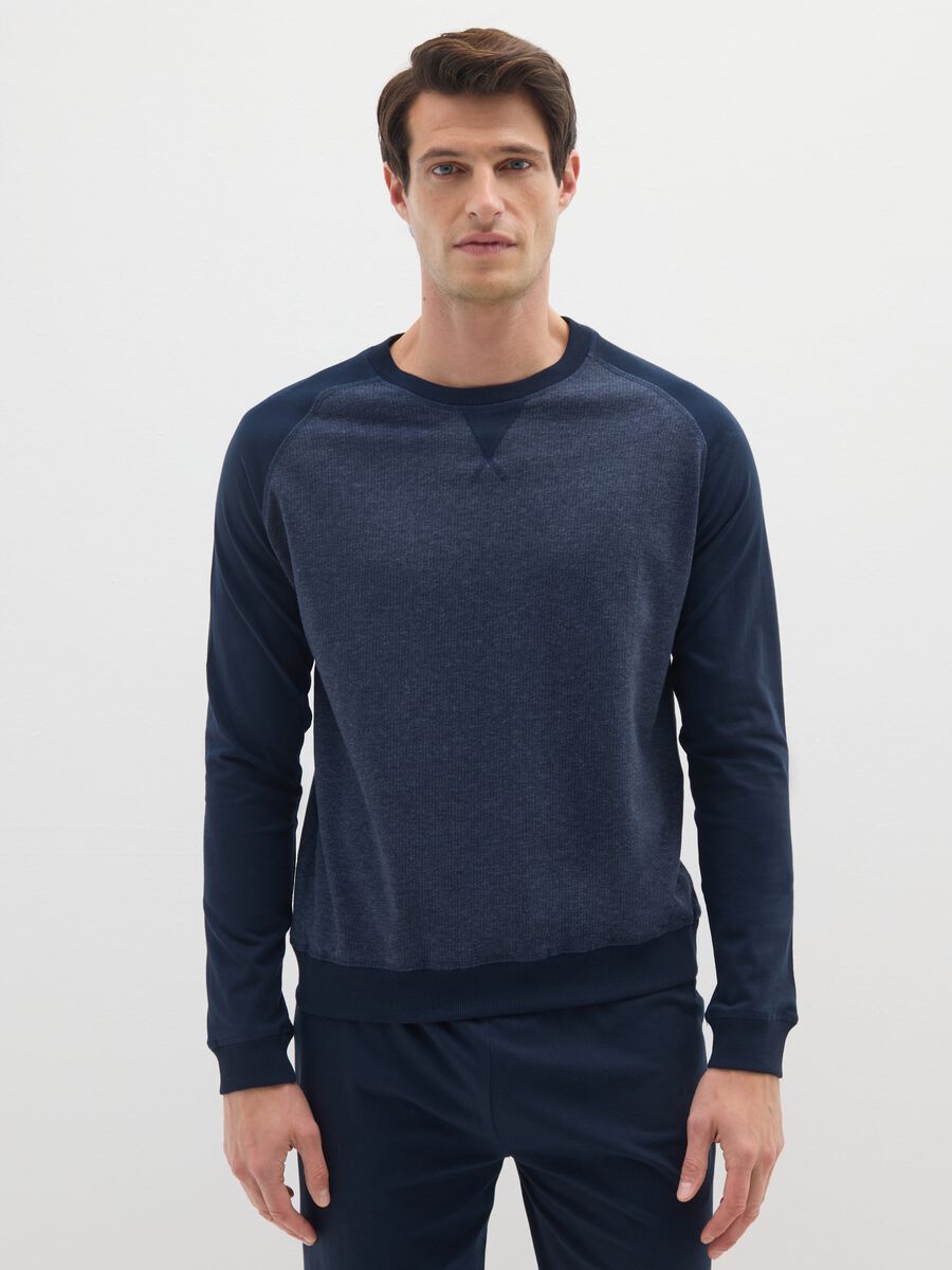 Blue cotton blend regular fit pyjamas_1