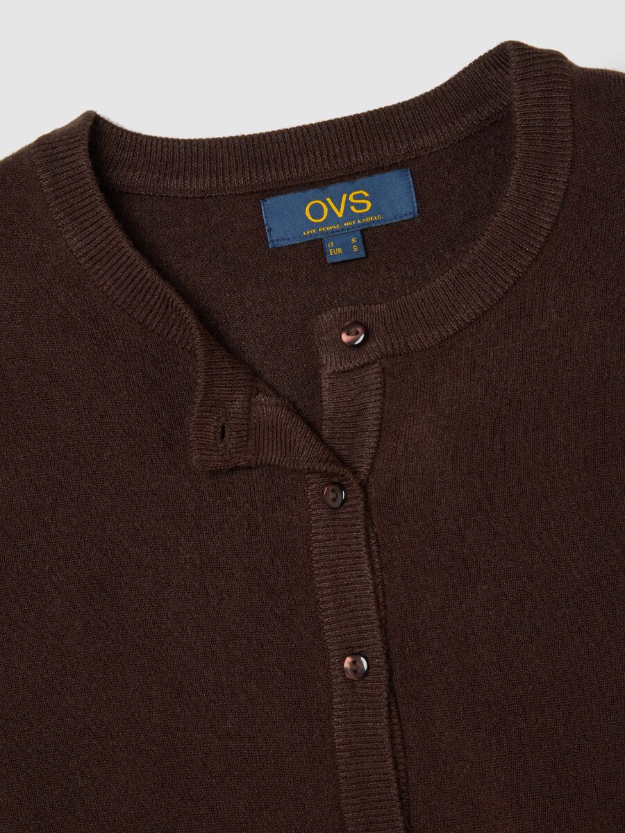 Brown cardigan in mixed fabric_1