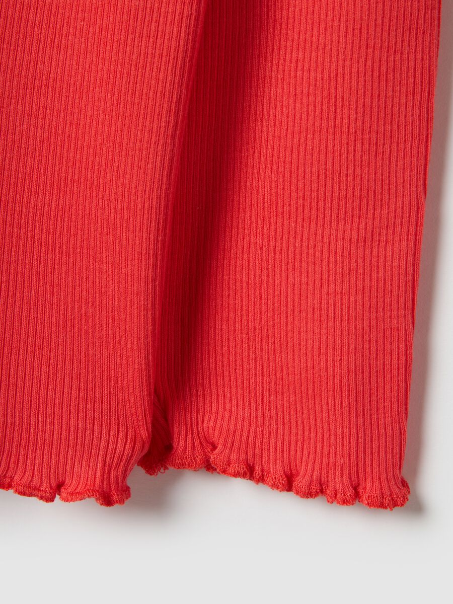 Regular fit red long sleeve cotton blend girl's T-shirt_3