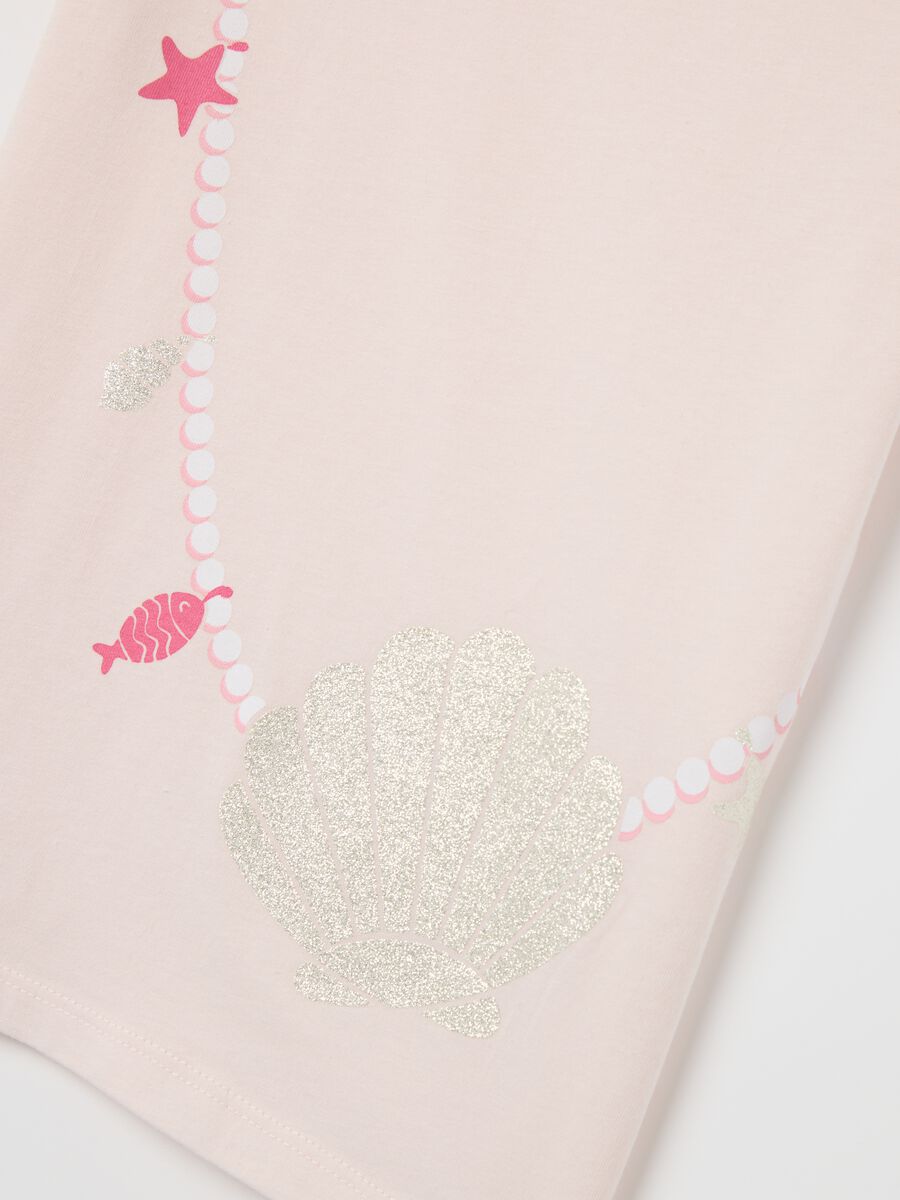Pink T-shirt in cotton with glitter print_2