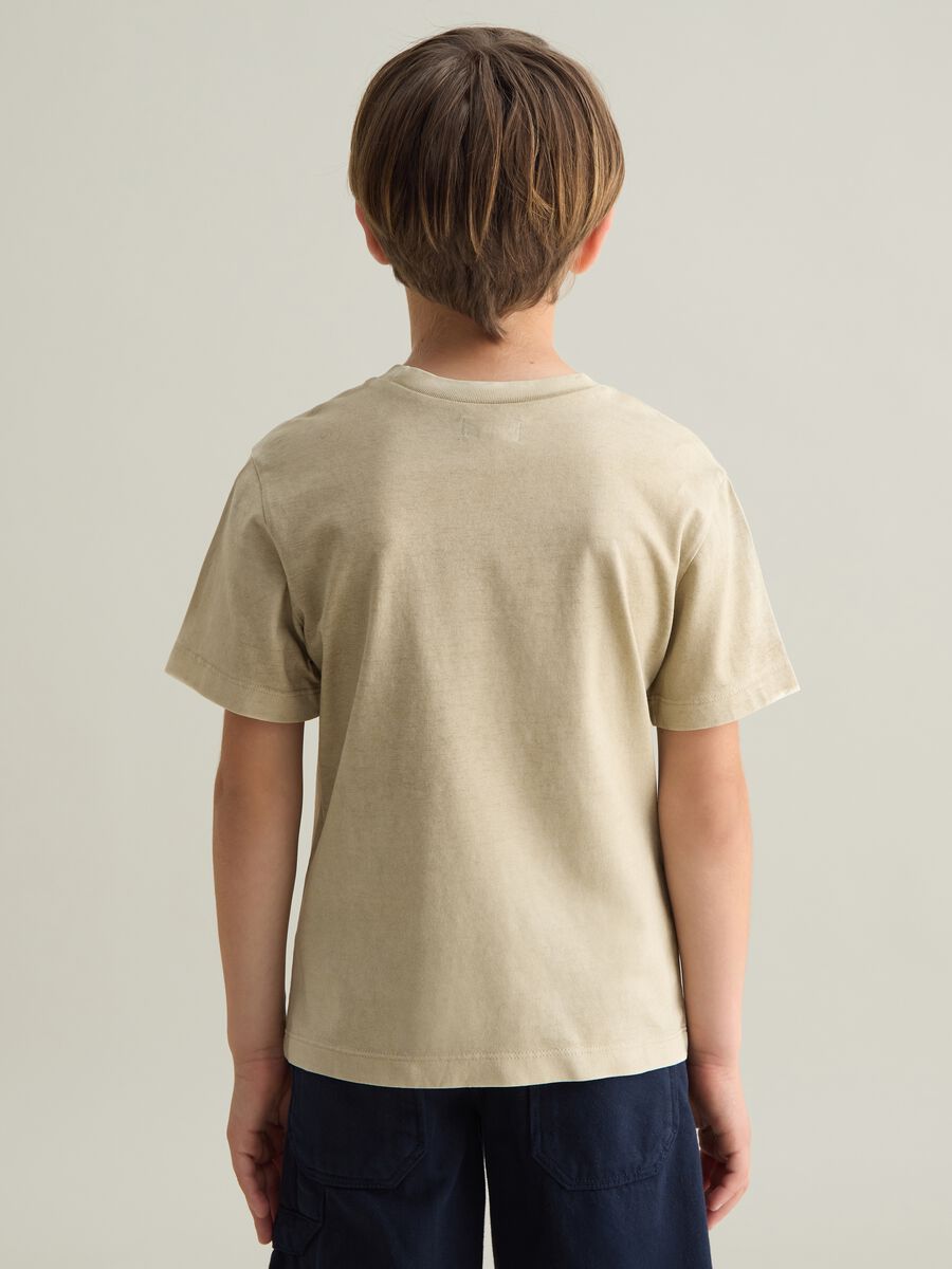 Kids' beige pure cotton regular fit T-shirt_2