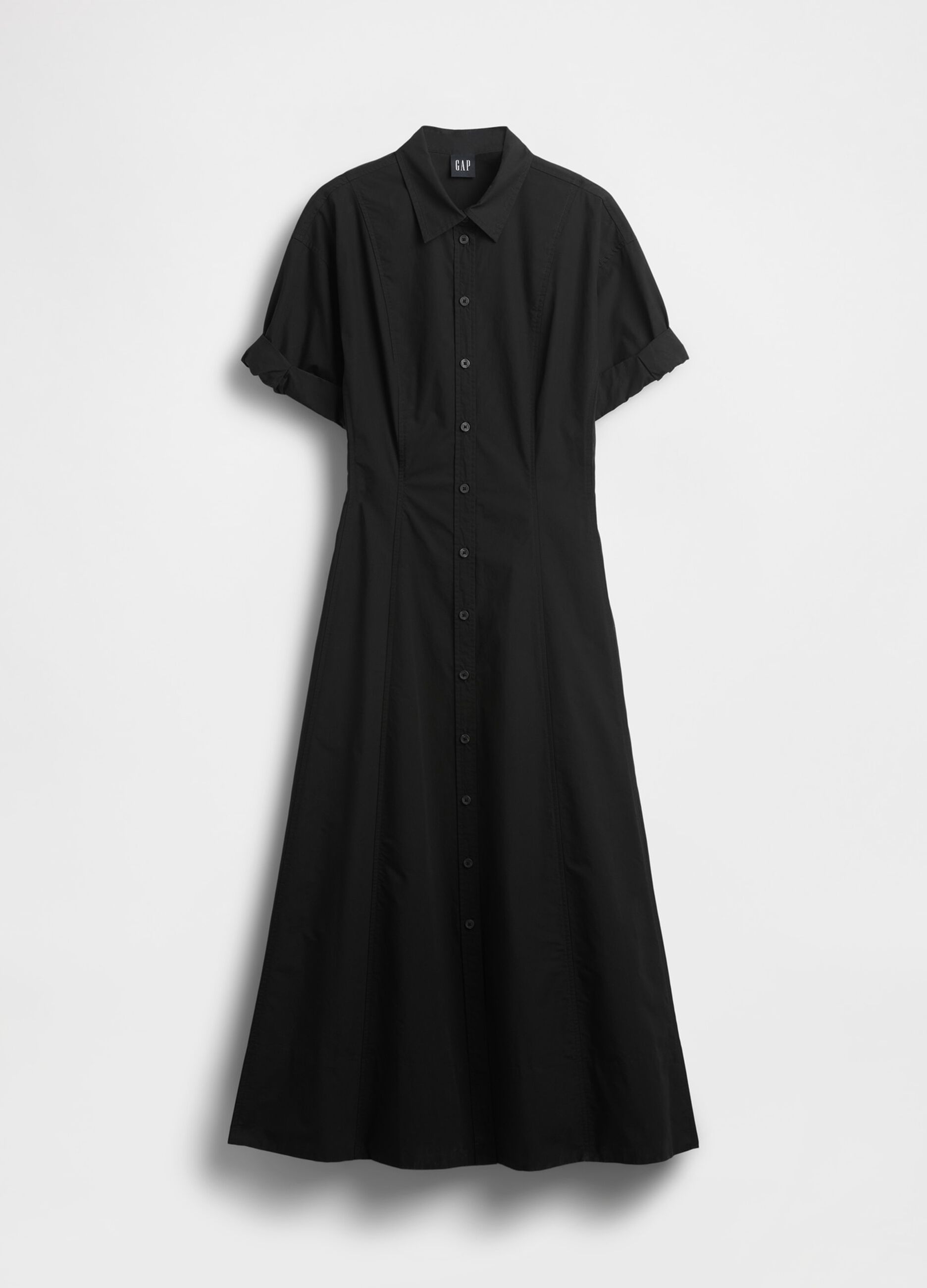 Short Sleeve Black Cotton Dress