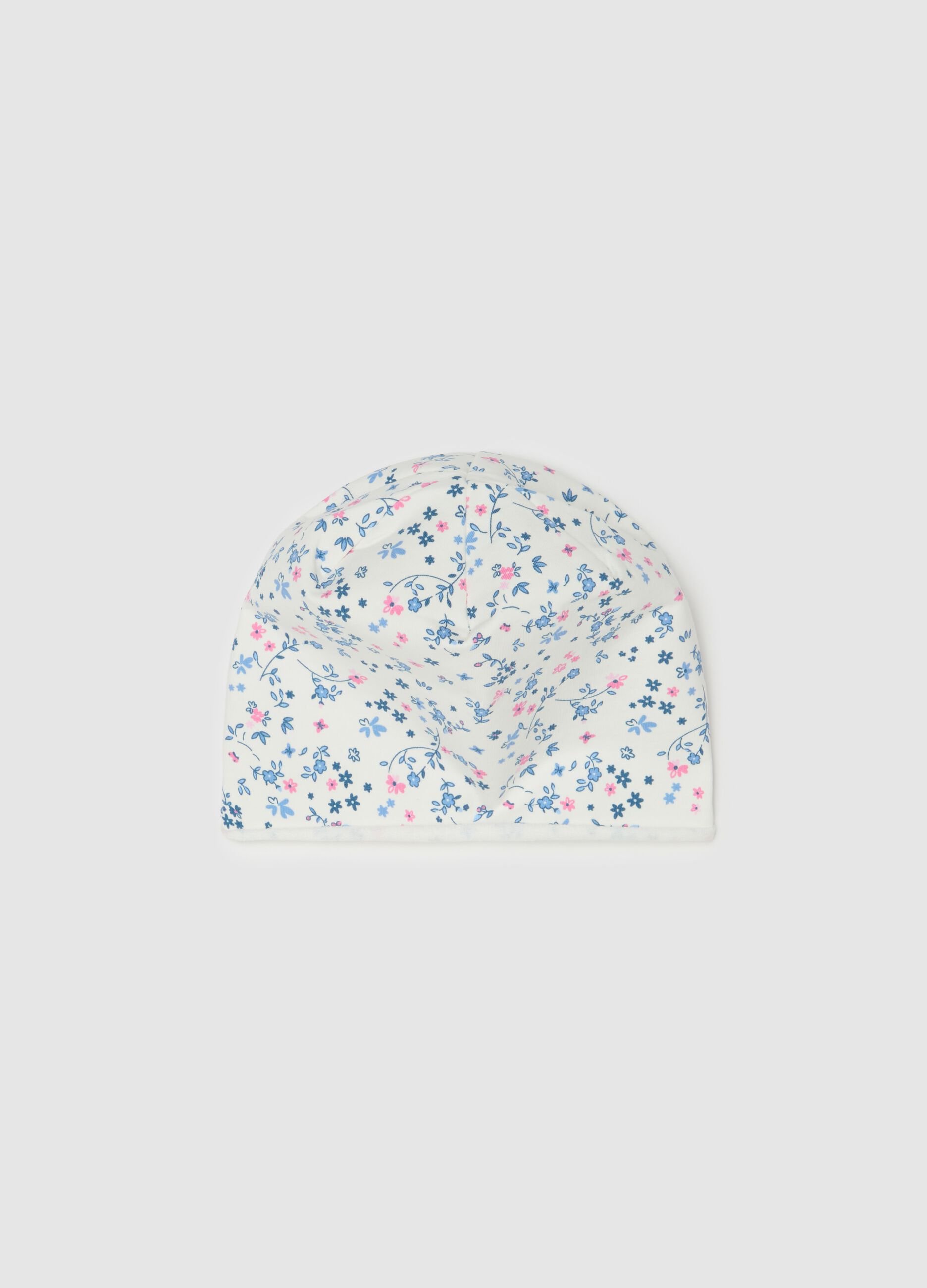 French terry hat with small flowers print