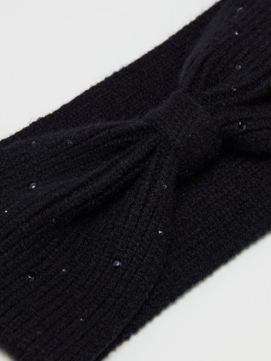 Ribbed hairband with diamanté design_2