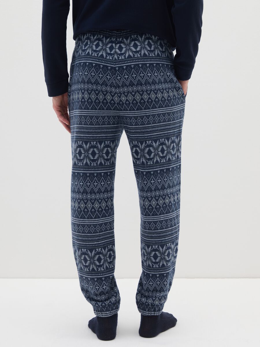 Multicolour regular fit pajama trousers with geometric pattern_2