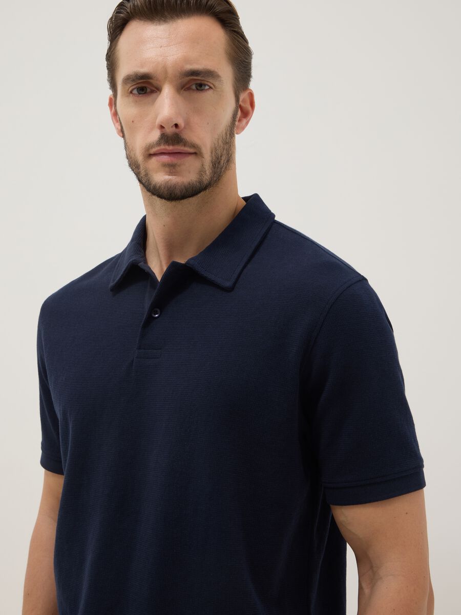 Regular fit blue stretch cotton polo_2