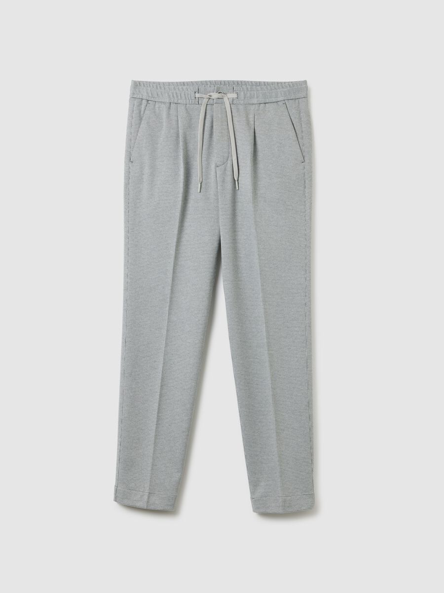Pantaloni grigi slim fit pied de poule_0