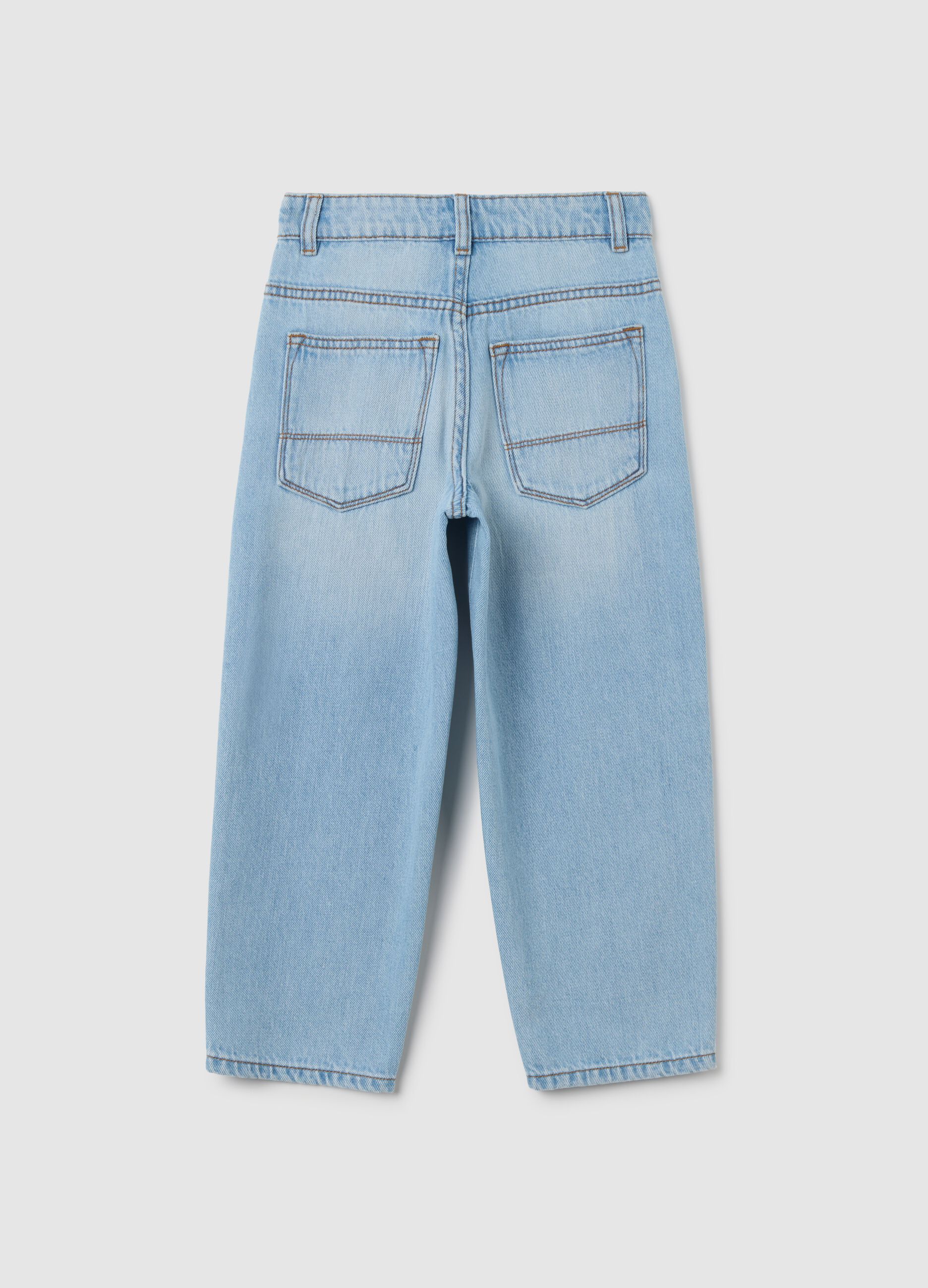 Blue cotton blend regular fit children's jeans