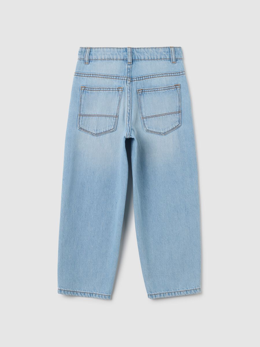 Blue cotton blend regular fit children's jeans_4