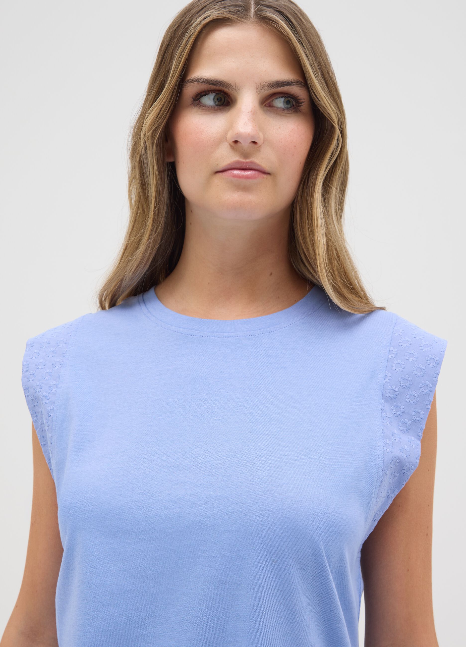 Women's light blue pure cotton regular fit top
