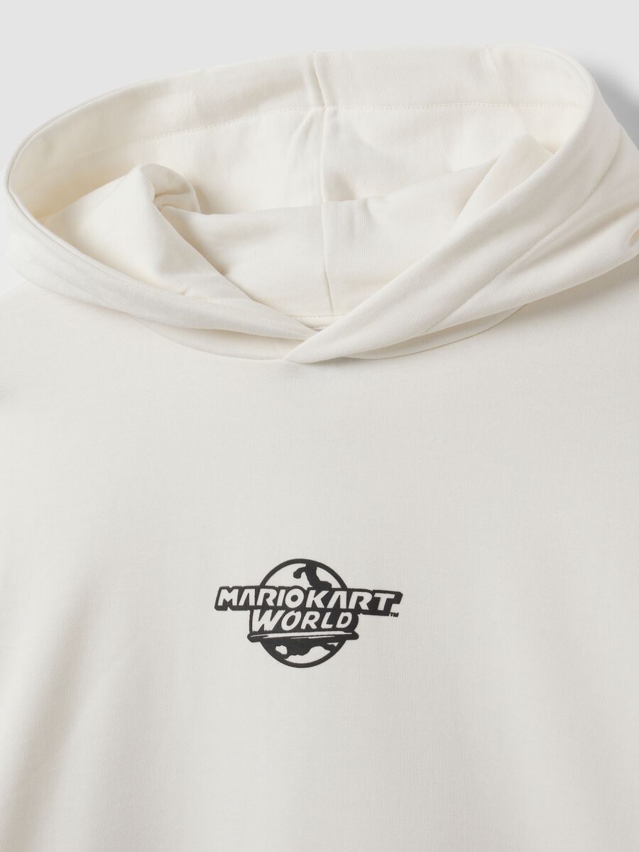 White pure cotton hoodie with Mario Kart print_5