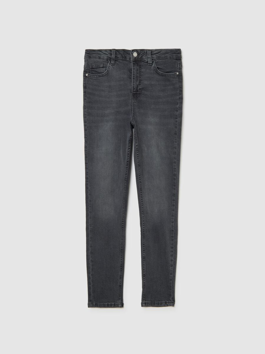 Jeans skinny grigi in cotone elasticizzato_0
