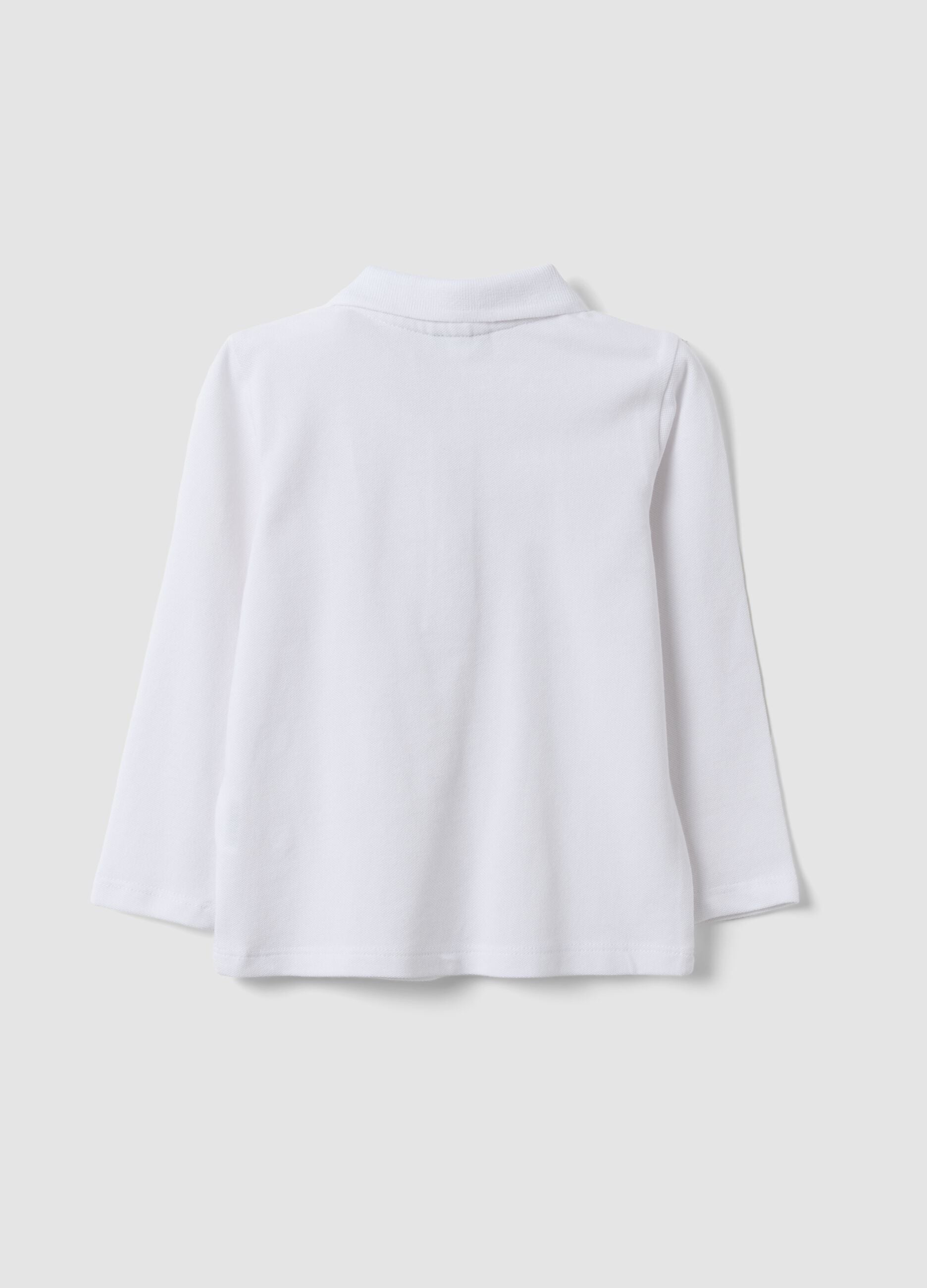 White long-sleeve organic cotton polo