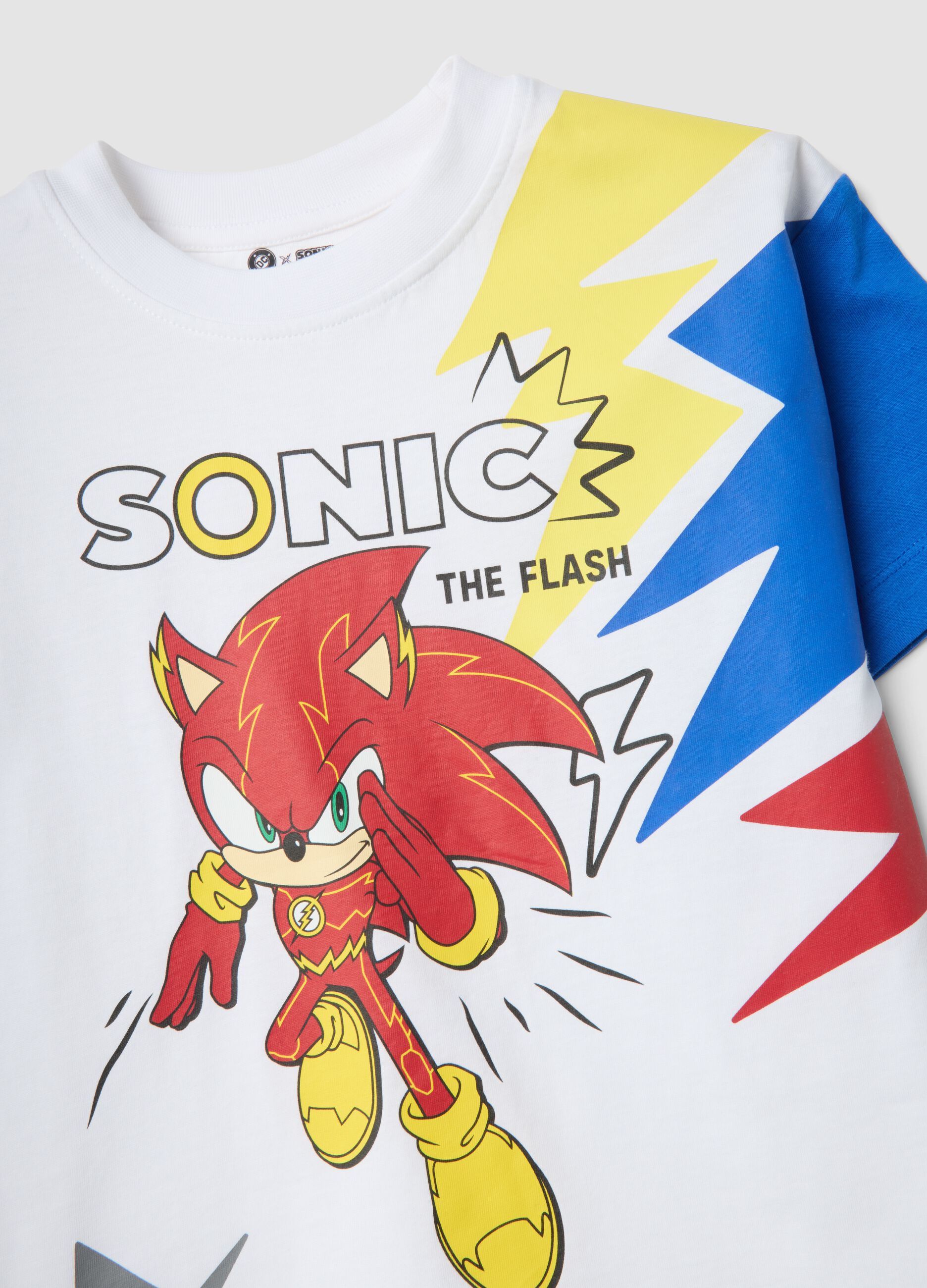 Blue and white pure cotton kids&rsquo; oversized-fit set with Sonic