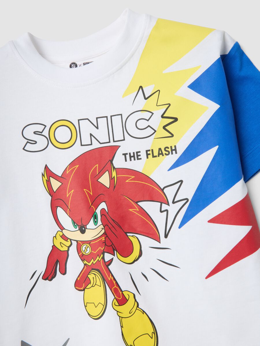 Set bianco e blu in puro cotone da bambino oversize fit con Sonic_2