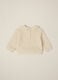 Beige sweatshirt with embroidered collar for baby girl_1