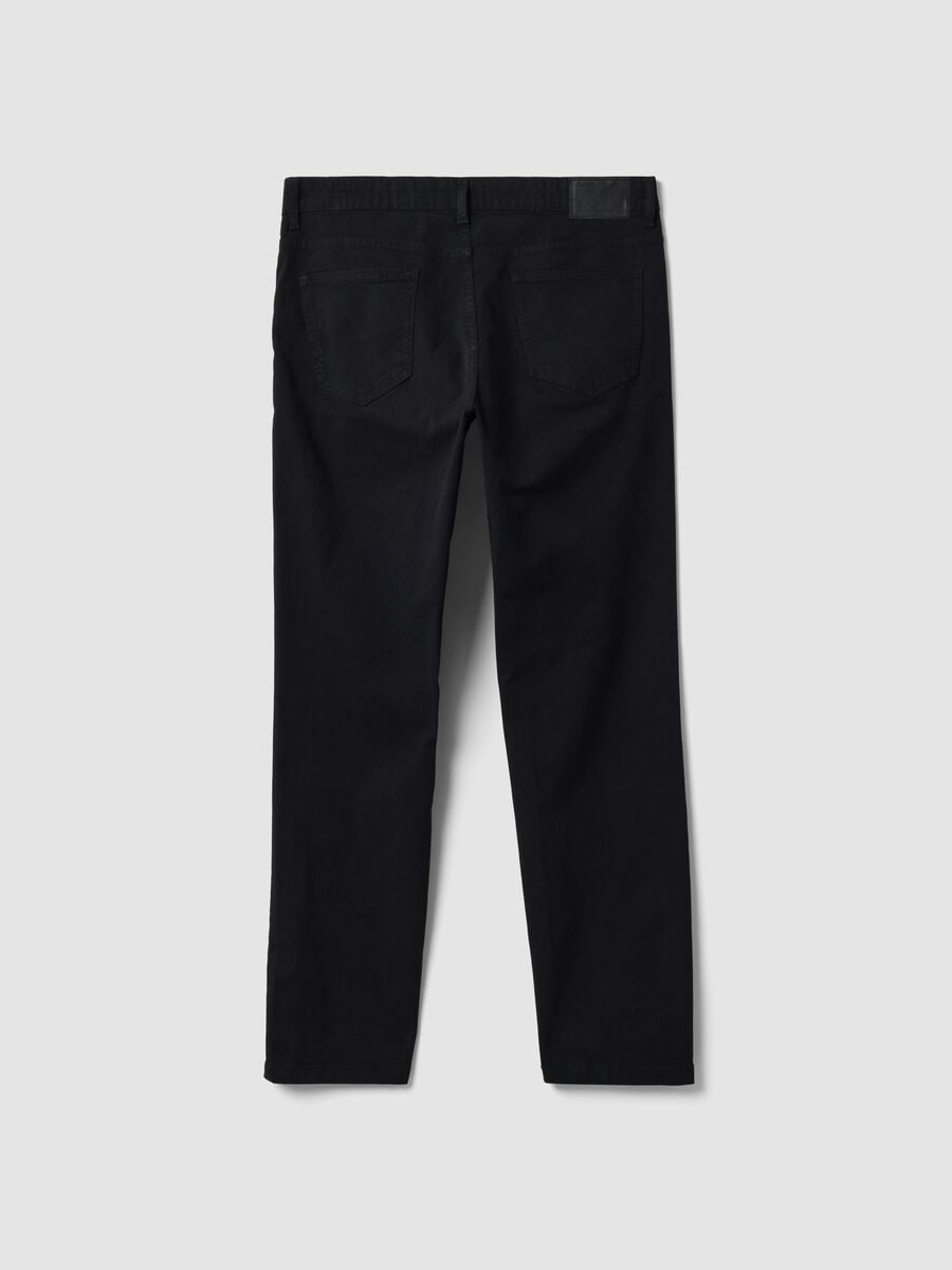 Black slim-fit five-pocket stretch cotton trousers_2