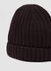 Berretto marrone in puro cashmere a coste_2