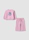 Pink pure cotton tracksuit with Lilo & Stitch embroidery for girls_0